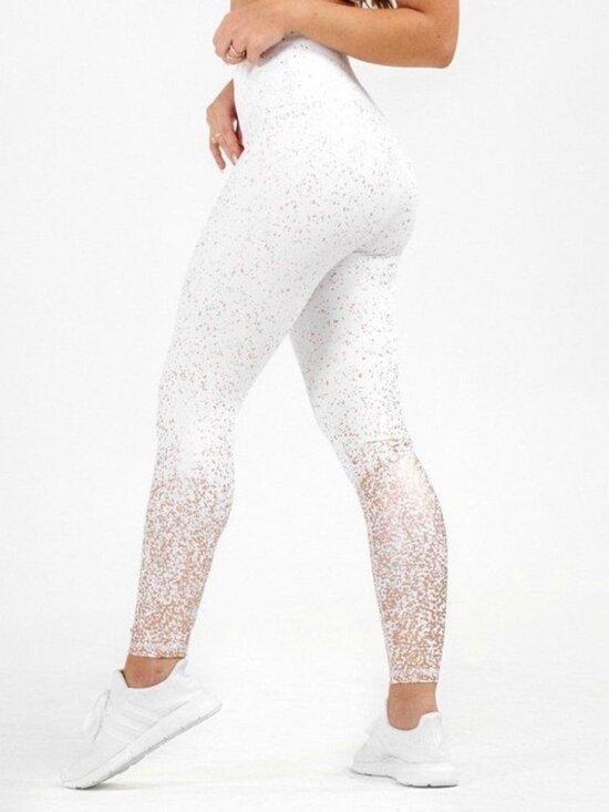Buffbunny Collection Pants - BuffBunny Collection White Gold Speckled High Rise Leggings Size Medium